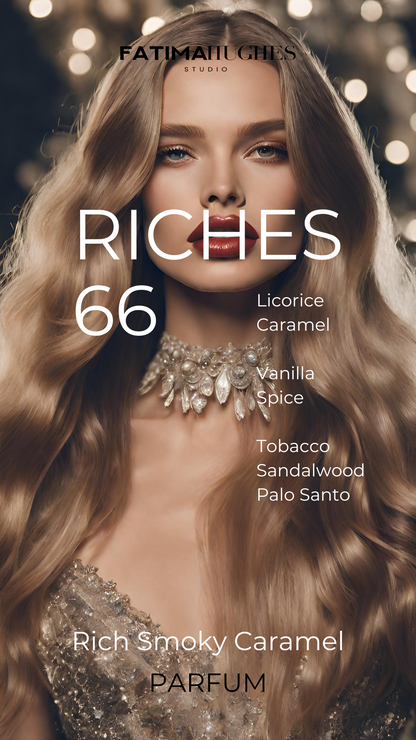 AI model for Riches 66, a rich smoky caramel  fragrance
