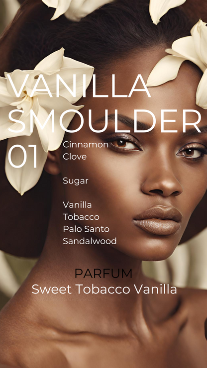 AI model for Vanilla Smoulder 01, a vanilla Tobacco fragrance.